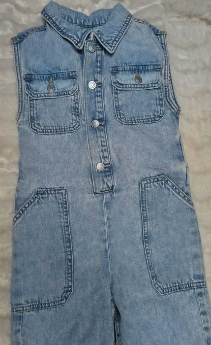 Salopetă cu capse si buzunare denim ZARA Kids fata - NOUĂ - Mărime 6 ani (116 cm)