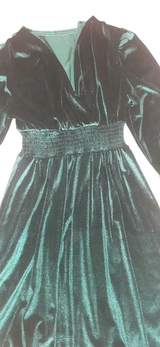 Rochie verde din catifea elastica, mas S
