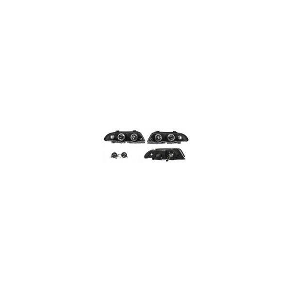 Set faruri tuning BMW Seria 3 E46 Sedan/Combi 06.1998-09.2001 BestAutoVest fata stanga+dreapta, negru-transparent, tip bec H1+H1