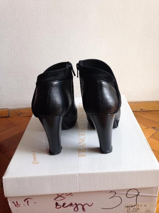 Черни боти на висок ток от ествествена кожа