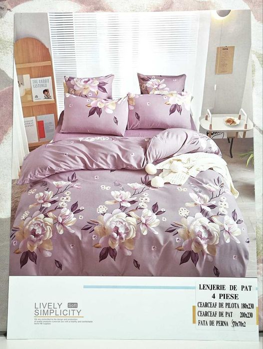 Set lenjerie de pat 4 piese – Nou