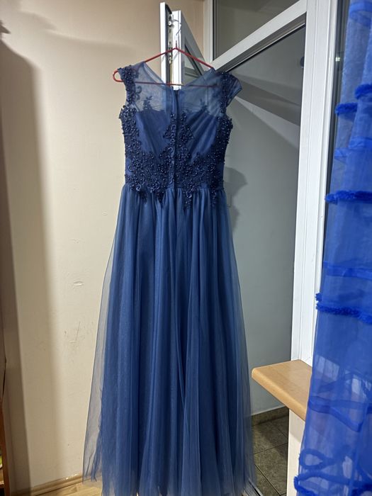 Rochie eleganta pe comanda lunga bleumarin