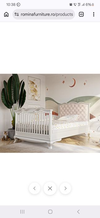 Vand Pat Romina furniture tapiterie Verde sau Roz ( patut bebe / copii)