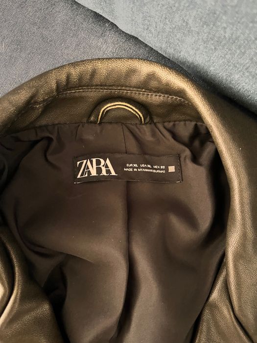 Zara кожено яке - тъмно зелено