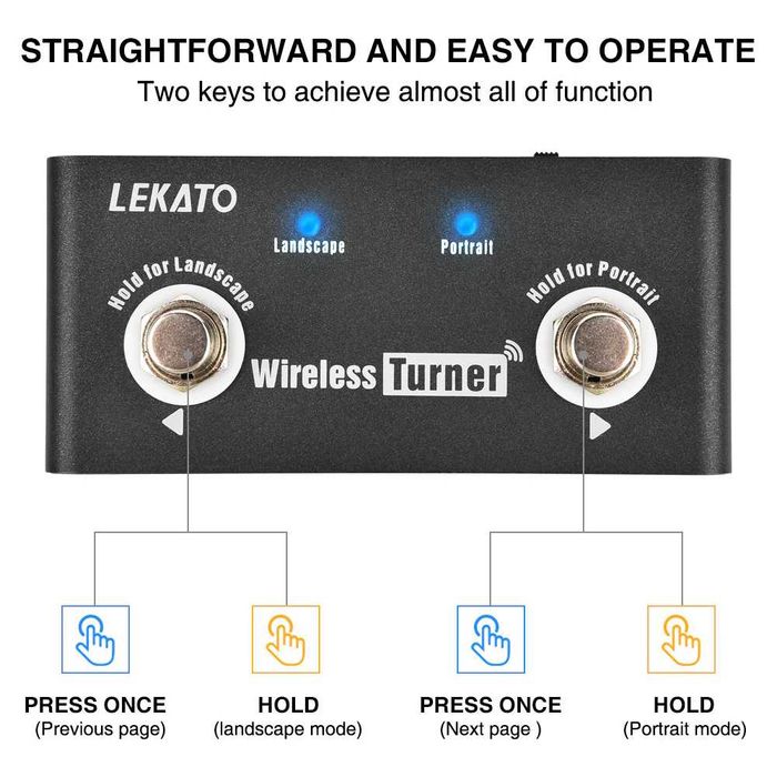 LEKATO Wireless Page Turner Pedal – безжичен foot controller за таблети, iPad и музиканти