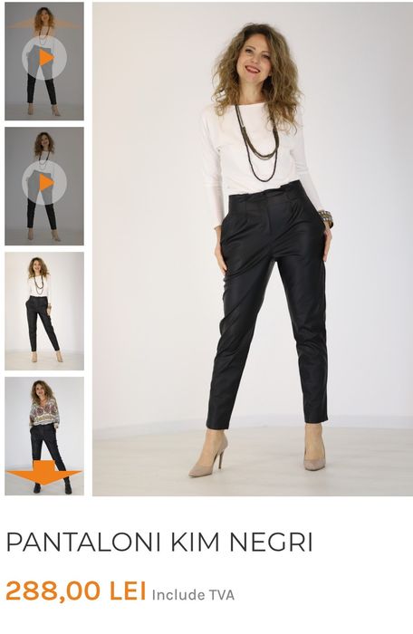 Pantaloni de piele ecologică Kim 38 negri de la Joa