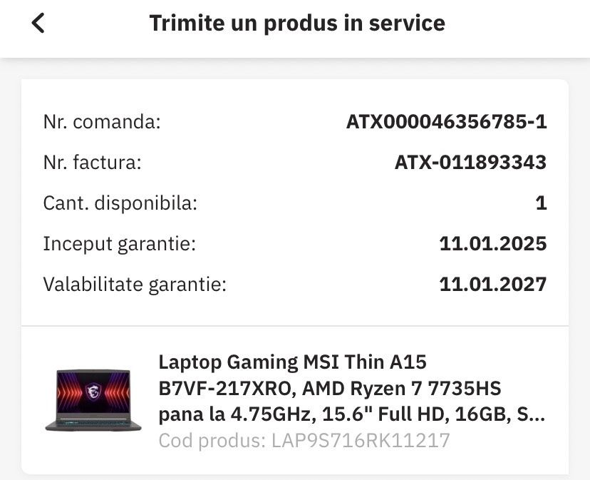 Laptop gaming MSI Thin A15 B7VF Ryzen 7 7735HS RTX 4060 8GB 512GB SSD