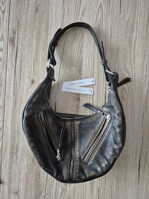 Кафява чанта  Stradivarius естествена кожа