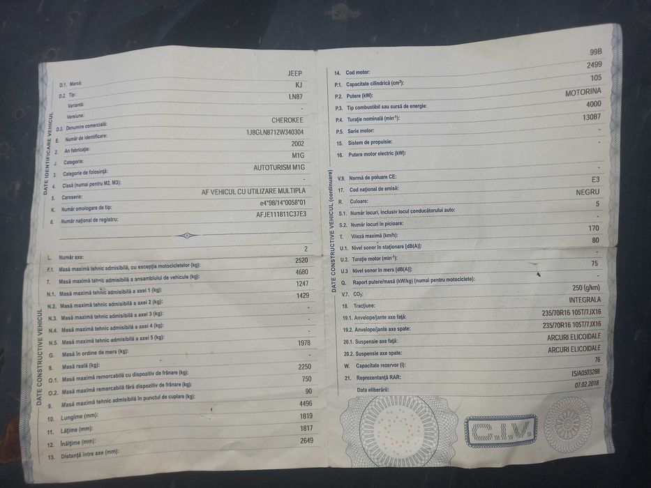 Vand jeep cherokee kj 2.5 2002