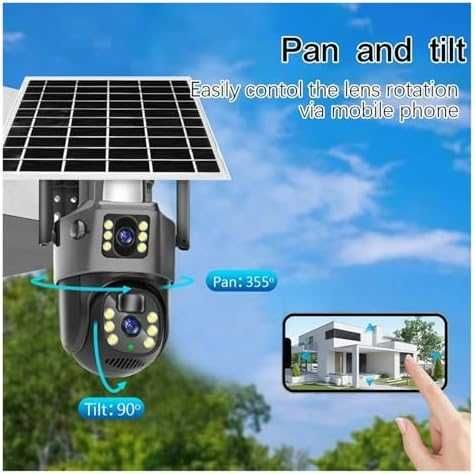 Camera de Supraveghere Duala 4G, 6MP Slot de Cartela SIM, Panou Solar