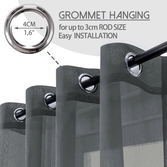 Perdea scurtă voal antracit