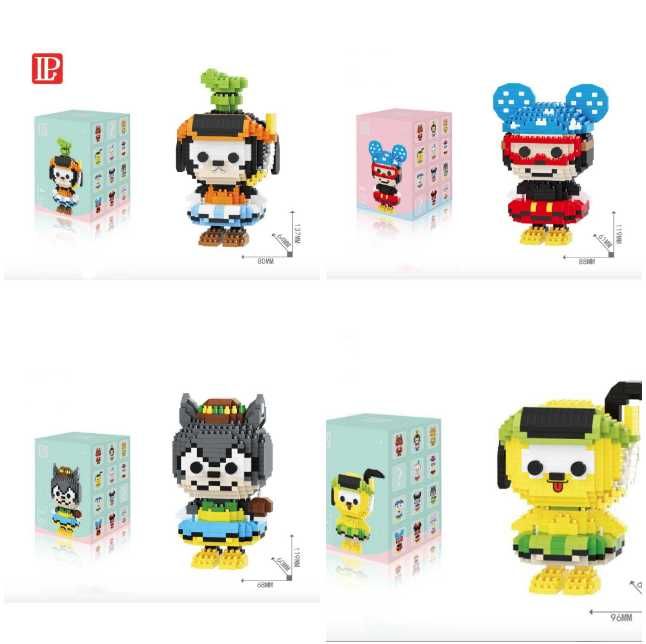 Комплект 4 броя Нано Конструктор Мики Маус тип ЛЕГО Nano Blocks Mickey