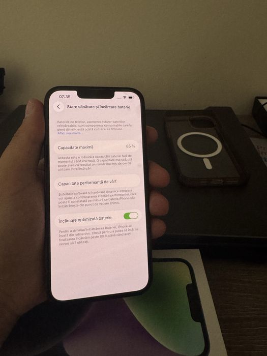 iPhone 14 128GB Midnight – Cutie, Baterie 85%, Cadou Husă MagSafe + Folie