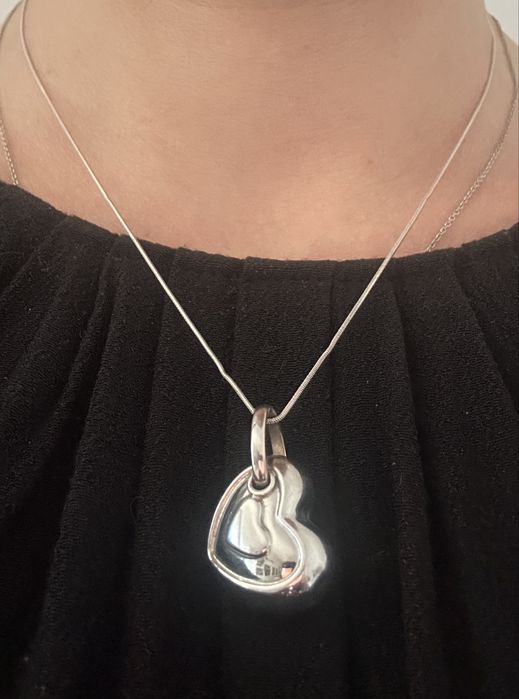 Medalion/ Pandantiv in forma de inimă,  aur alb 14k