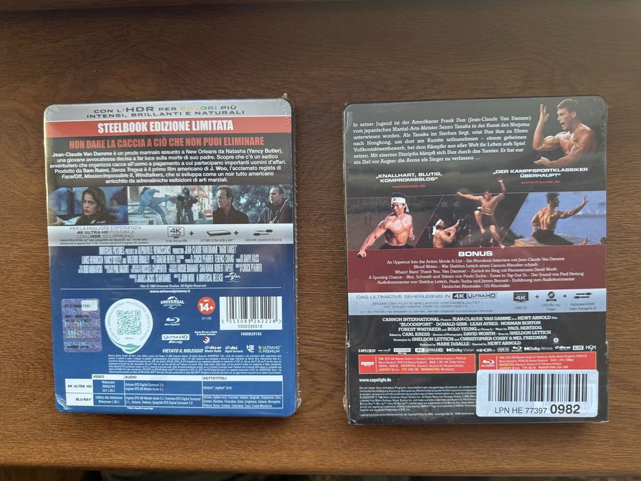 Steelbook 4k Hard Target si Bloodsport