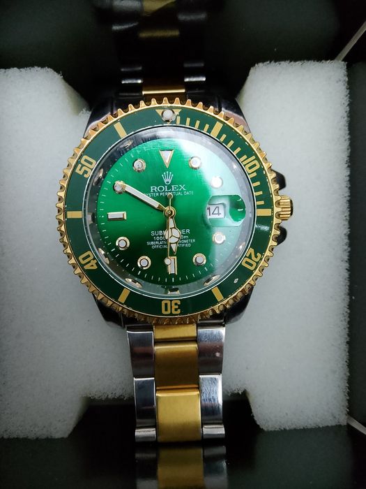 Rolex qoʼl soati zanglamas yashil aralash tilla rang erkaklar uchun