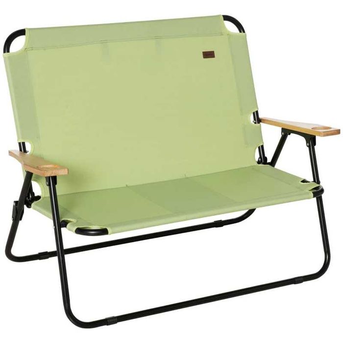 Сгъваем къмпинг стол Outsunny с 2 места и поставка за чаши 141x67x80см