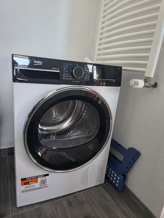 Uscator de rufe BEKO B5T48233WBPB EU, Pompa de caldura, 8 kg, 15 programe, Clasa C, alb