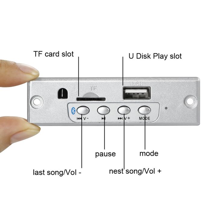 МП 3 плеър 2*25W, DC 6V-12V,за вграждане с Bluetooth 5.0,Sd/USB/Fm/AUX