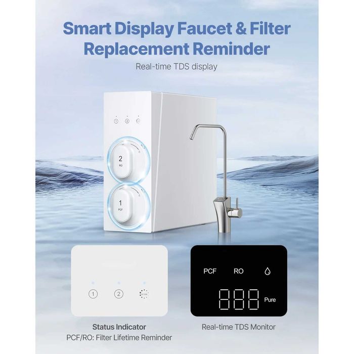 VEVOR Система за обратна осмоза 800 GPD, 8-степенна, безрезервоарна