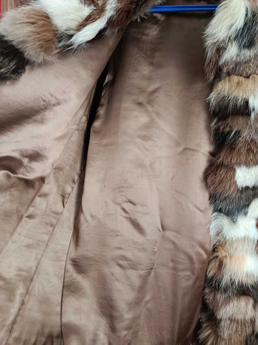 Шарено кожено палто от лисица естествен косъм размер М