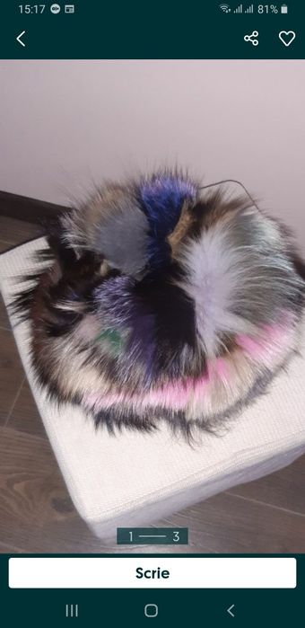 Caciula din blana de vulpe multicolora superba
