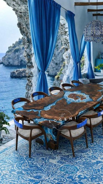 Луксозна епоксидна маса “Ocean” от орех – дизайнерска маса