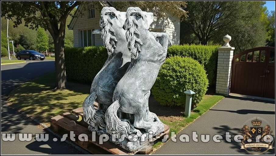 Set doi cai mari, gri patinat, model S37.