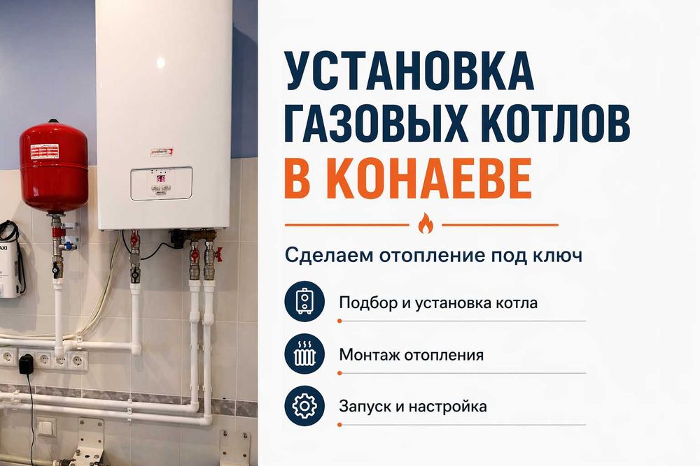 Газовое отопление Конаев. Установка газовых котлов, монтаж отопления