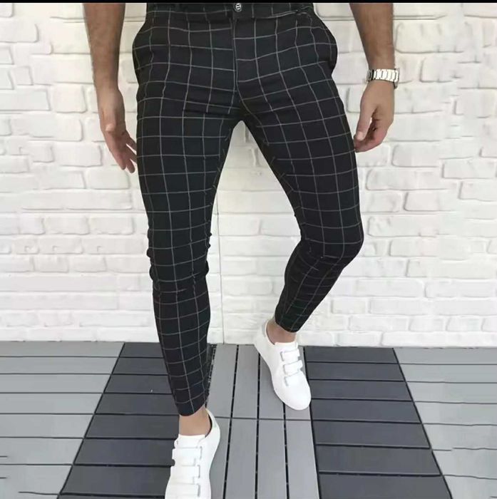 Мъжки панталони – Fashion Casual Plaid Print