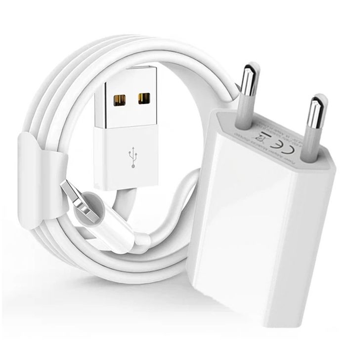 Pachet Accesorii Incarcator + Cablu Usb + Casti Compatibile Iphone