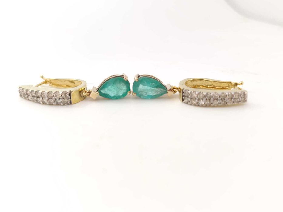 Cercei aur 14k cu Smaralde si Diamante 5ct OKAZIE 10000lei