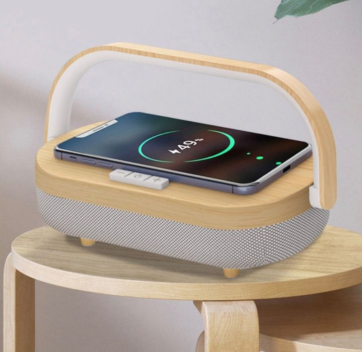 Нощна лампа с безжично зарядно,