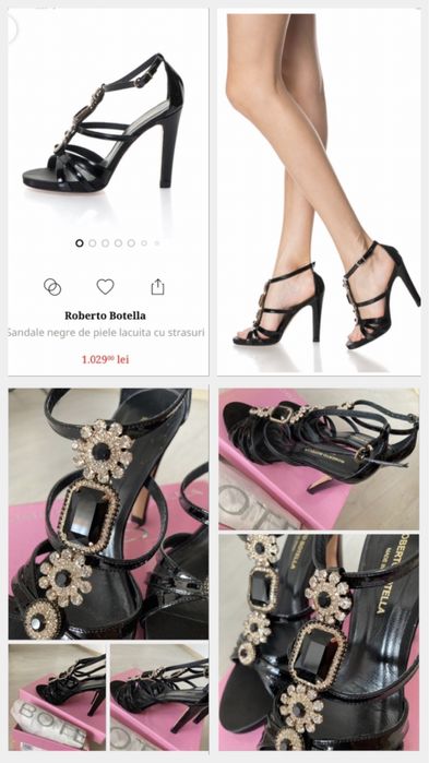 Sandale din piele cu strasuri Roberto Botella. Made in Spain.