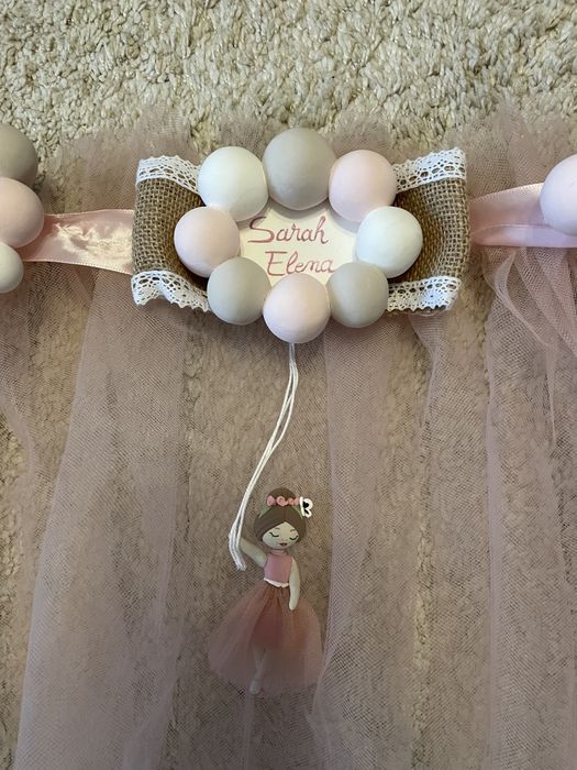 Decor cristelnita personalizat Sarah Elena decor cadita a doua zi