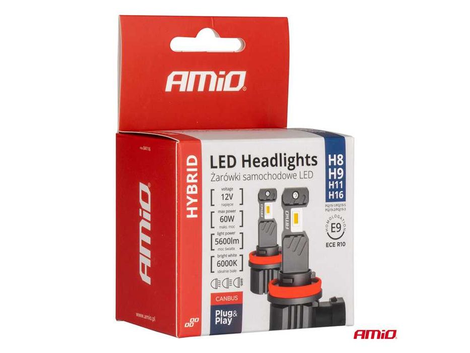 LED крушки H8 / H9 / H11 / H16 AMIO HYBRID Лед крушка Canbus 60W 6000K