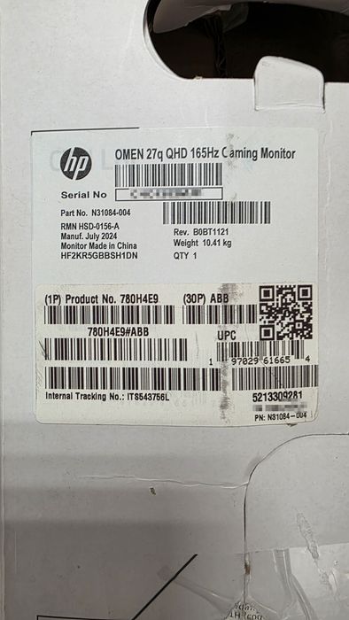 Vand Monitor LED HP Omen 27q LED 27" 165Hz 1ms sigilat