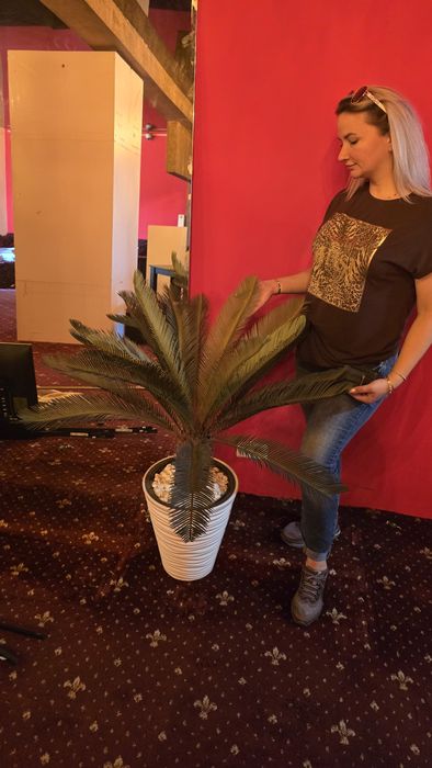 Palmier artificial  in ghiveci alb - 110 cm inaltime totala