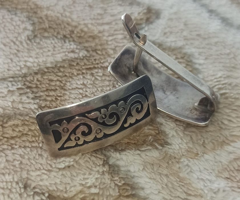 Серьги серебро СССР пластины