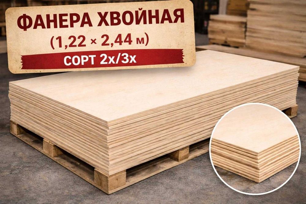 Фанера хвойная 6,5 / 9 / 12 / 15 / 18 мм