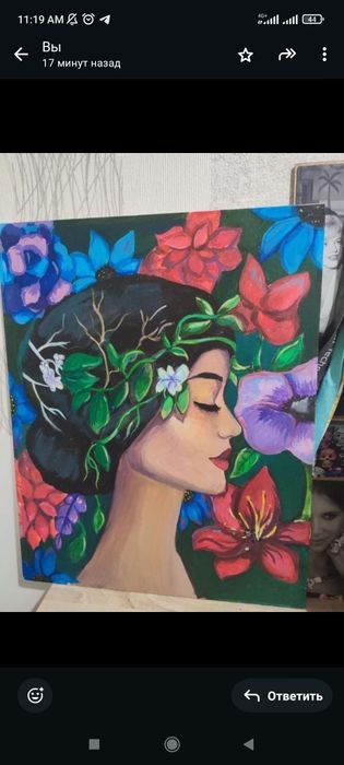 картина акрилом на холсте "весна"