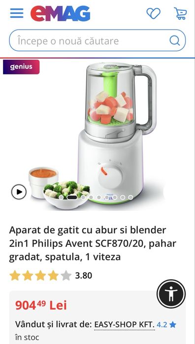 Aparat de gatit cu aburi si blender Pholips Avent pentru bebe
