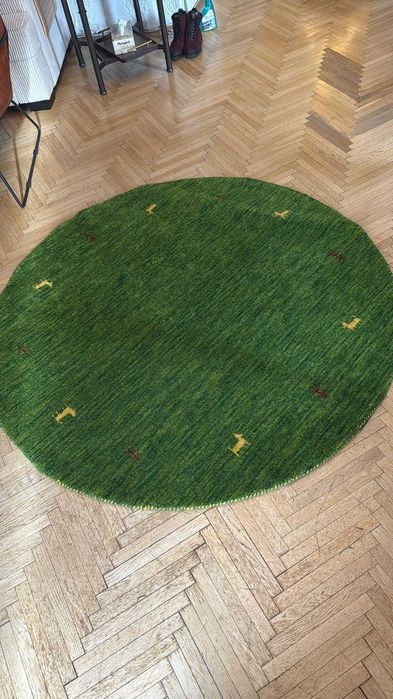 Covor rotund verde lana Rugvista