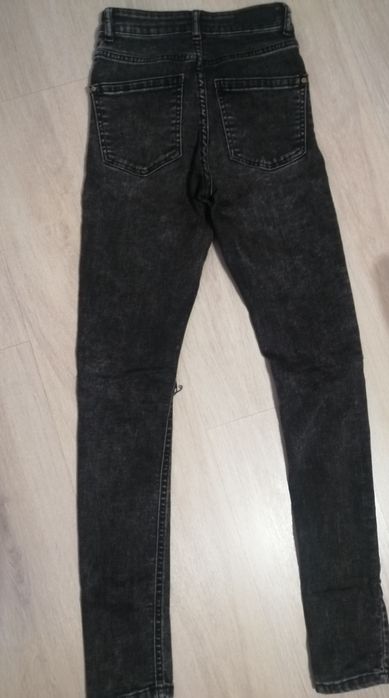 Blugi damă negri, rupți, skinny, talie înaltă, Mango, marime 32