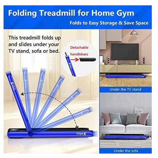 2в1 Сгъваема бягаща пътека с Bluetooth - синя