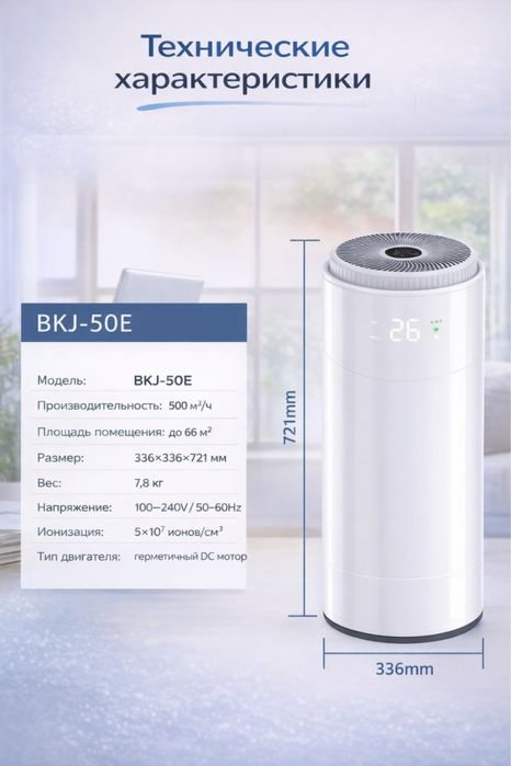 Очиститель воздуха SWISS AIR AeroTower - HEPA очиститель до 66 м/кв