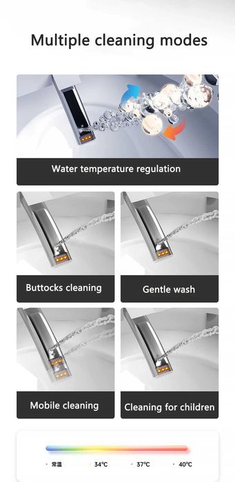 Мултифункционална розова смарт тоалетна L9 с биде подгрев сушене масаж