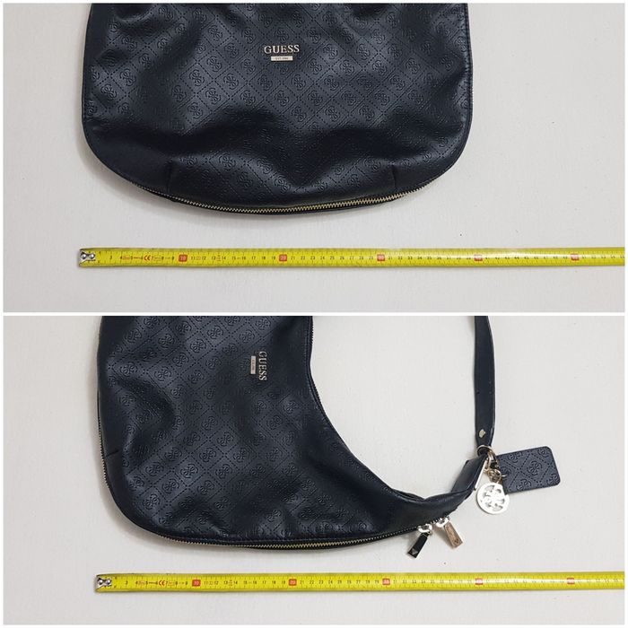 Geanta originala Guess ptr dame, piele neagră, curea umăr, extensibilă