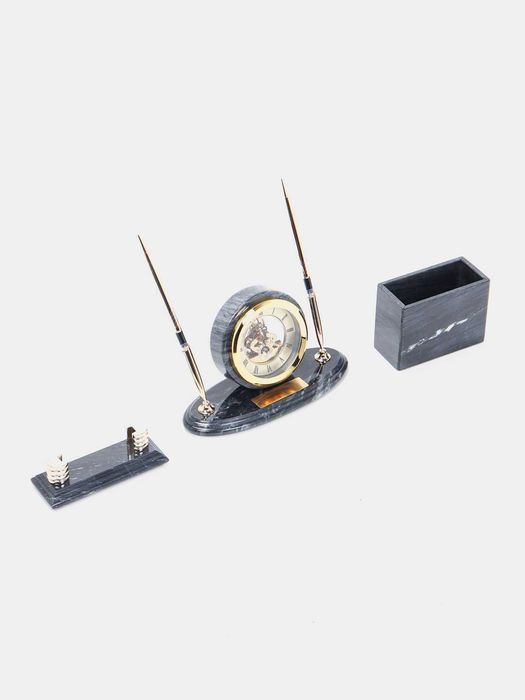 Офисный набор из натурального мрамора "Bestar", черный мрамор, EI - 2