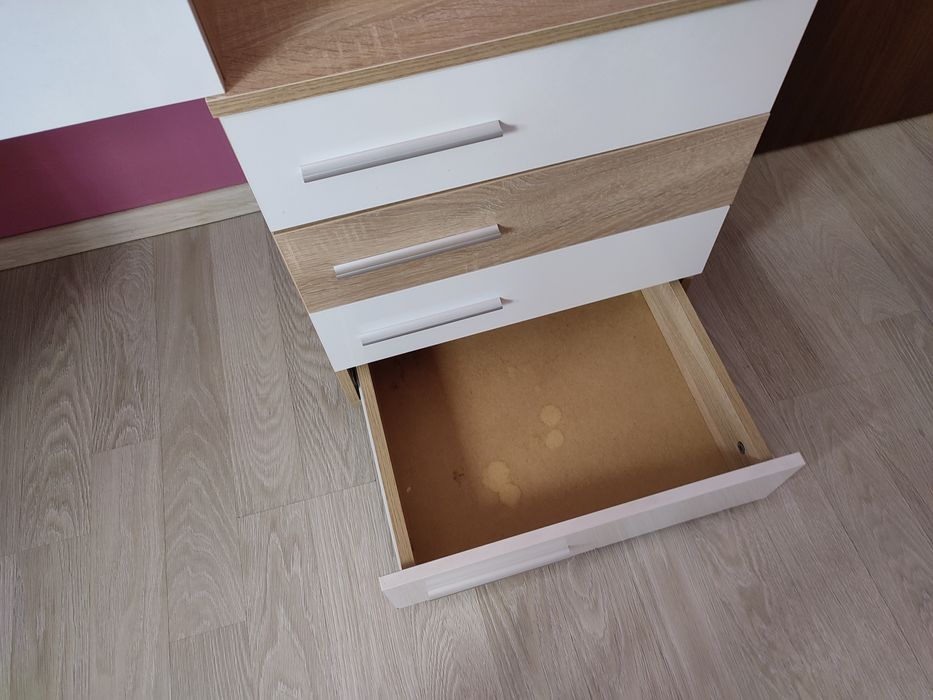 Тоалетка, дъб сонома+бял гланц